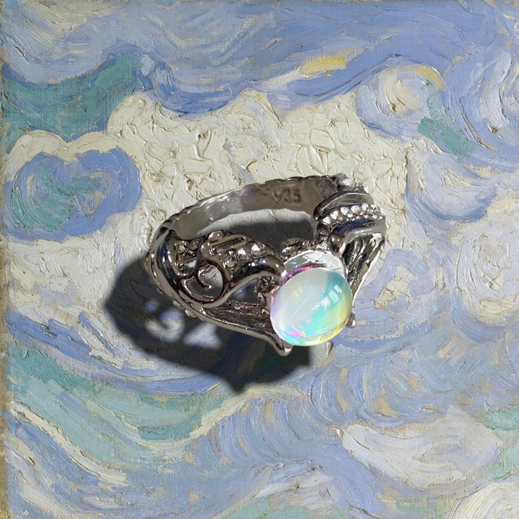 Brand New Jmarie Concepts Size 7 Opalesque Moonstone Silver Ring 0275